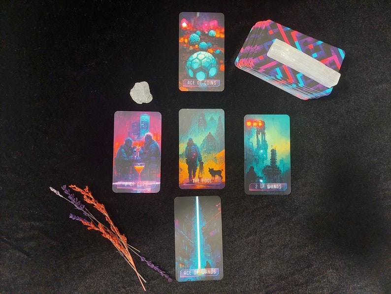 Cyberpunk Tarot Cards Full Tarot Deck Cyberpunk Gift Major Etsy