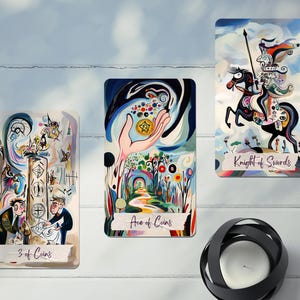 Künstlerische Doodle Tarotkarten, Handillustriertes Doodle Tarot Deck, Lebendiges Indie Tarot Deck, Geschenk für Tarotleser, Benutzerdefinierte Kunst Tarotkarten
