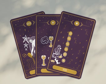 Gold tarot deck, Minimalist Tarot Cards, Full Tarot Deck, Tarot gift, Major arcana, minor arcana, 78 Tarot Cards, minimal tarot deck