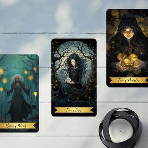 Cartas del tarot de la bruja iluminadas, baraja de tarot inspirada en la brujería con diseños místicos y elegantes, regalo para brujas, cartas del tarot paganas