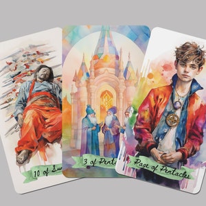 Tarot contemporáneo, baraja de tarot en acuarela, cartas de tarot dibujadas, baraja de tarot moderna, cartas de tarot modernas, baraja de tarot colorida, cartas de tarot pintadas