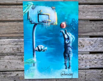 Artprint DIN A5 Poster Card /// Art Print /// “Deep Sea Diver” Autographed