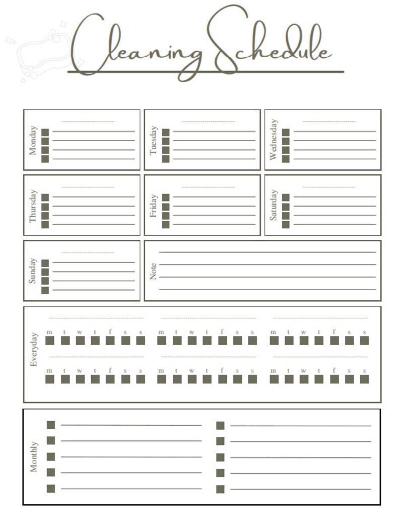 Printable Cleaning Planner, cleaning checklist, cleaning schedule image 6