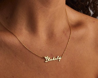 14k Solid Gold Name Necklace, 14K Gold Dainty Name Necklace, Personalized Jewelry, Personalized Gift, Gift for Women, Mothers Day Gift
