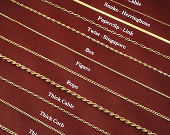 14k Gold Chain Necklace, Box Chain, Paperclip Necklace, Curb Chain, Figaro Chain, Thin Gold Chain, Everyday Necklace, Christmas Gift for Her