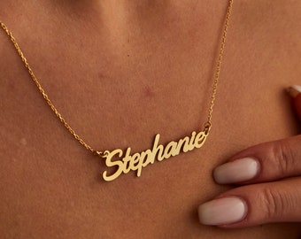 14K Solid Gold Custom Name Necklace, Personalized Dainty Name Necklace, Custom Name Necklace, Nameplate Necklace, Birthday Gift for Her