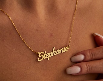 14K Solid Gold Name Necklace - 14K Gold Dainty Name Necklace - Personalized jewelry - Gift for her - Personalized Gift for Mom,Birthday Gift