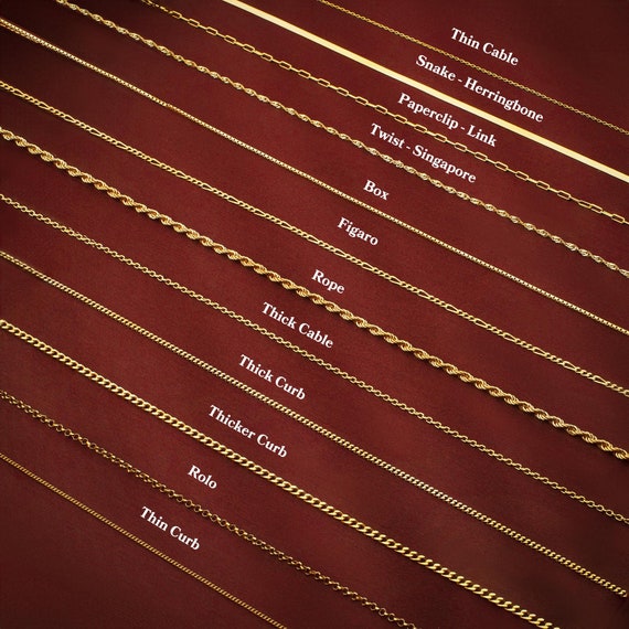 14k Gold Chain Necklace, Box Chain, Paperclip Necklace, Curb Chain, Figaro Chain, Thin Gold Chain, Everyday Necklace, Christmas Gift for Her