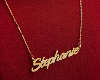 14k Solid Gold Name Necklace, Personalized Name Jewelry for Women, Nameplate Necklace, Custom Name Necklace, Christmas Gifts for Mom