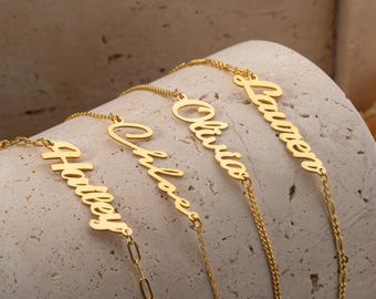 14k Gold Name Bracelet, Custom Name Bracelet, Personalized Jewelry for Women, Personalized Gifts for Her, Dainty Gold Name Bracelet