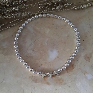 Personalised Star Bracelet/Silver Plated Bead Stretchy Stacking Bracelet/Star Bracelet/ Women Children/ Birthday Wedding Gift