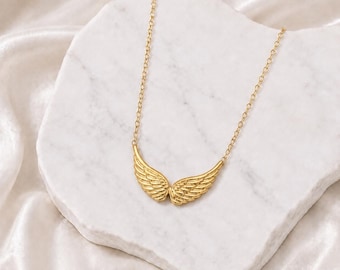 Gold Angel Wings Necklace, Waterproof Stainless Steel Dainty Jewellery Gift for Her