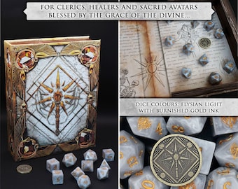 Tome of the Divine - Cleric Dice Set Perfect For D&D, Pathfinder and Tabletop RPG Games
