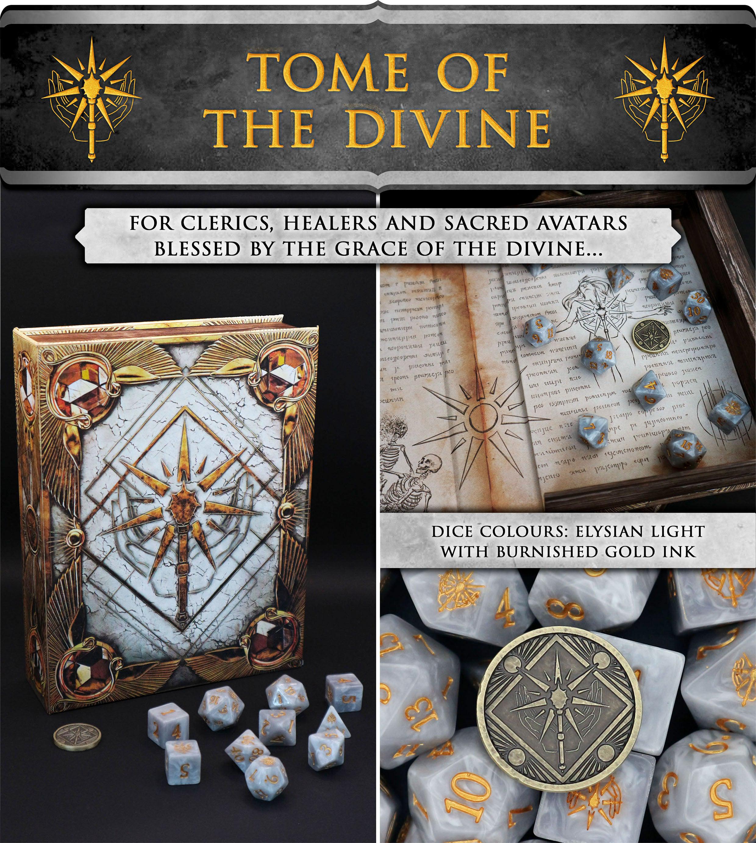 Tome of the Divine - Cleric Dice Set Perfect For D&D, Pathfinder and Tabletop RPG Games