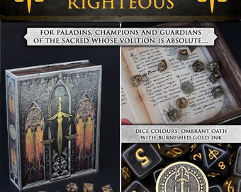 Tome of the Righteous - Paladin Dice Set Perfect For D&D, Pathfinder and Tabletop RPG Games