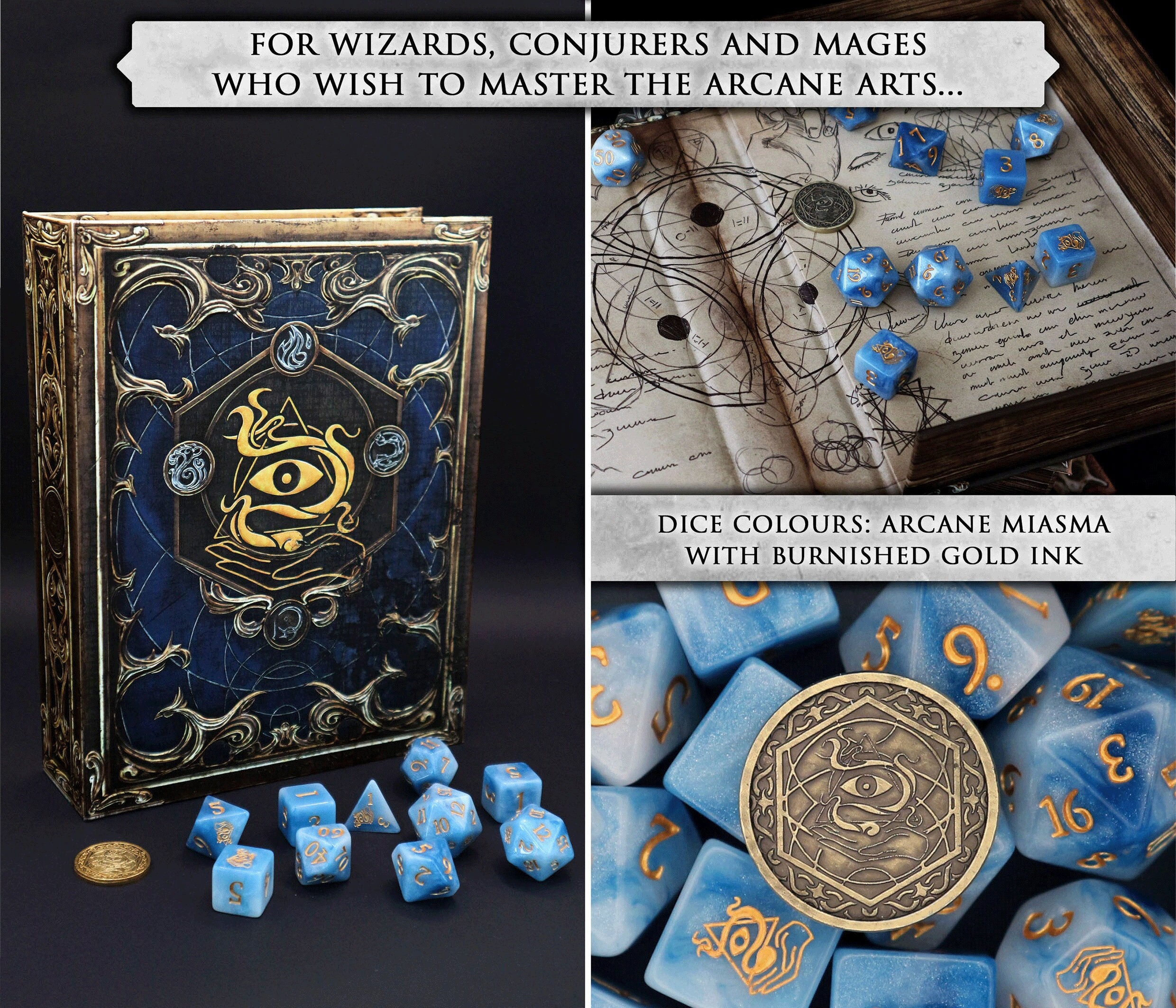 Tome of Wizardry Wizard Dice Set Perfect for D&D Pathfinder Etsy