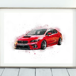 Aangepaste digitale auto tekening, gepersonaliseerde aquarel auto kunst, auto illustratie prints, cadeau voor hem, voor autoliefhebbers, vriend cadeaus