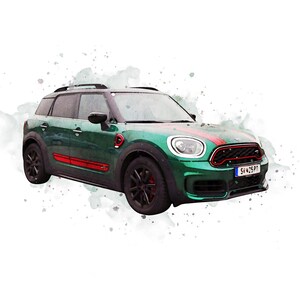 Benutzerdefiniertes digitales Auto Portrait, personalisierte Auto Kunst, digitale Aquarell Illustration, Geschenk für Auto-Fan, Auto-Enthusiasten Jubiläum