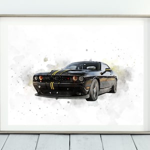 Retrato de coche digital personalizado, ilustración de coche personalizado, acuarela digital de arte del coche, regalo para los amantes de los coches, para él, aniversario de novio
