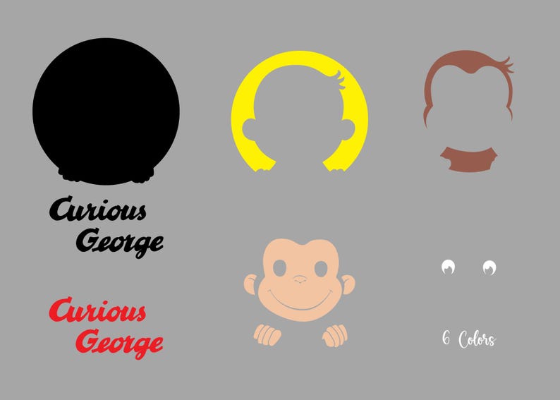 Curious George Layered Svg Digital File for Cutting Machine (6 Colors ...