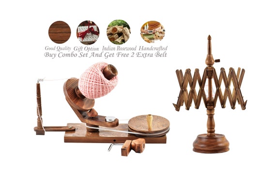  Wooden Yarn Winder and Umbrella Swift Combo - Handcrafted Yarn  Ball Winders & Table Top Swift Winder Large Capacity - for Crocheting &  Knitting - Heavy Duty Hand Operated(Swift+Ball Winder Combo)