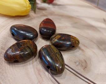 Tigereisen Anhänger Tropfen • Schutz & innere Stärke • gebohrter Naturstein • energetisch gereinigt • Chakra Schmuck • Heilsteinkette • Aura