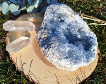 Große Coelestin Stufe 3 kg | Celestit Kristall Cluster | Hellblauer Edelstein | Dekoration, Meditation, Heilstein, Geschenk, Madagaskar