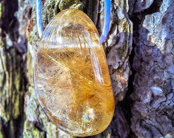 Rutilquarz Halskette • Goldrutile Quarz Anhänger • Heilstein für Selbstbewusstsein & Lebenskraft • Unikat • Energetischer Edelstein Schmuck