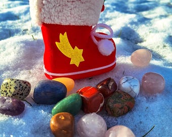 Nikolaus Stiefelchen mit bunten Trommelsteinen • Geschenk für Kinder & Erwachsene • Adventsüberraschung • Edelsteine Set • Weihnachten