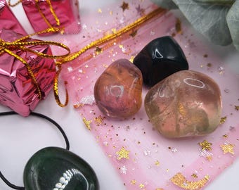 Großes Mystery Edelstein-Ritual-Set – intuitiv ausgewählt | Trommelsteine & Kettenanhänger | Geschenkset