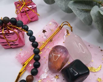 Premium Mystery Edelstein-Set mit Armband – intuitiv ausgewählt | Überraschungsset | Geschenk für Frau, Freundin | spirituelles Geschenk