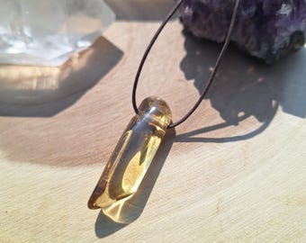 Natur Citrin Anhänger Halskette • A-Qualität Kristall • Manifestation, Fülle & Lebensfreude • Fair Trade Edelstein-Schmuck