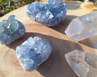 Coelestin Stufen | Celestit Kristall Cluster | Hellblauer Edelstein | Dekoration, Meditation, Heilstein, Geschenk, Madagaskar | A-Qualität