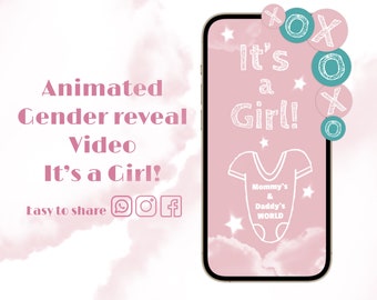 Gender Reveal Video, Pregnancy Announcement, It's A Girl Gender Reveal, Digital Pregnancy Announcement, Tic Tac Toe, Baby Shower