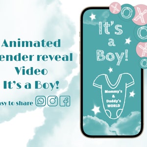 Gender Reveal Video, Schwangerschaft Ankündigung, Es ist ein Junge Gender Reveal, Digitale Schwangerschaft Ankündigung, Tic Tac Toe, Baby Shower