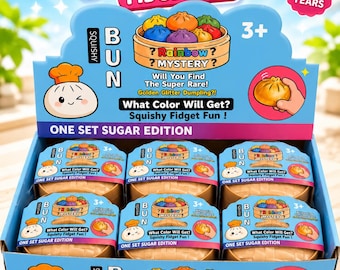 Glitter Dumpling Squishy Fidget Toy Mystery Blind Box, Collectible Sensory Toy Ages 3+