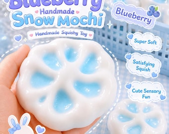 Blueberry Snow Mochi Squishy Handmade Crunchy Sand Hidden Color Reveal ASMR Sensory Gift