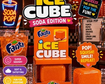 Fanta Soda Edition Squishy Ice Cube Fidget Stress Relief Toy Kids Gift Ages 3+