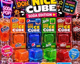 Nee Doh Nice Cube Soda Edition Squishy Fidget Toy, Collectible Stress Relief Ages 3+