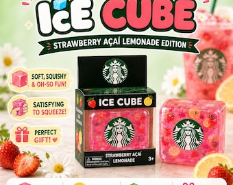 Strawberry Acai Lemonade Squishy Ice Cube Fidget Stress Relief Toy Gift Ages 3+