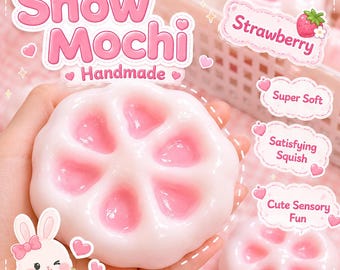 Strawberry Snow Mochi Squishy Handmade Crunchy Sand Hidden Color Reveal ASMR Sensory Gift