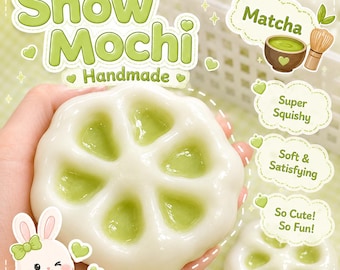 Matcha Snow Mochi Squishy Handmade Crunchy Sand Hidden Color Reveal ASMR Sensory Gift