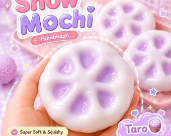 Taro Snow Mochi Squishy Handmade Crunchy Sand Hidden Color Reveal ASMR Sensory Gift