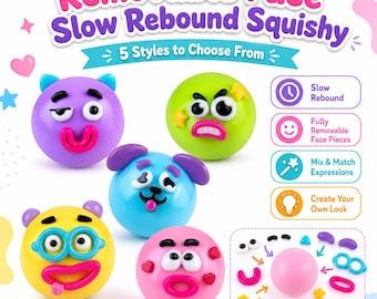 Funny Face Swap Squishy Ball: Removable Features, Slow Rebound Fidget Toy