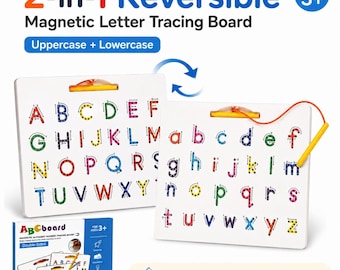Magnetic Letter Tracing Board Double-Sided ABC Uppercase Lowercase Learning Toy Kids Ages 3+