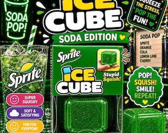 Sprite Soda Edition Squishy Ice Cube Fidget Stress Relief Toy Kids Gift Ages 3+