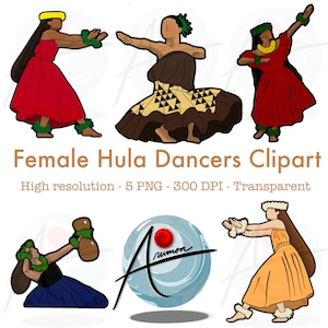 Hula Dancer PNG Clipart Bundle: Hawaiian Design (Digital Download)