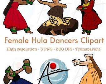 Bundle de cliparts de danseuse de hula : design hawaïen (téléchargement numérique)