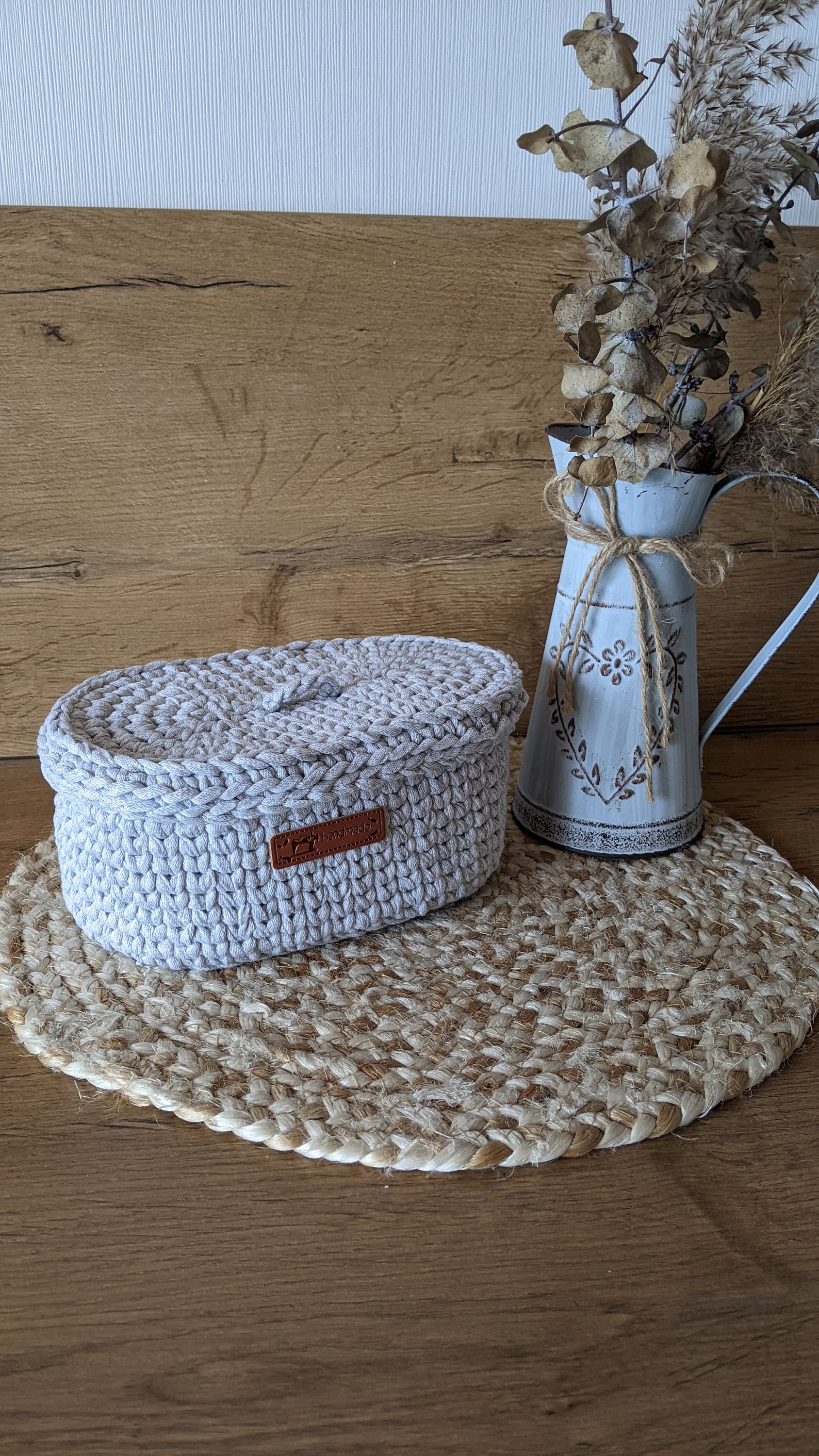 Crochet Basket With Lid Angular Crocheted Basket Gift Idea Storage Basket  Cup Basket Square Utensil Rectangular 