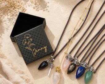 Personalized Natural Agate Perfume Bottle Necklace 1ml Mini Scent Vial Pendant Custom Birth Flower Gift Box